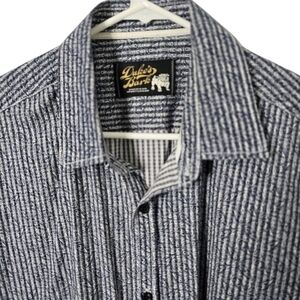 Duke's Bark Blue Striped Short Sleeve Shirt Size Xl Button Up Cotton Blend